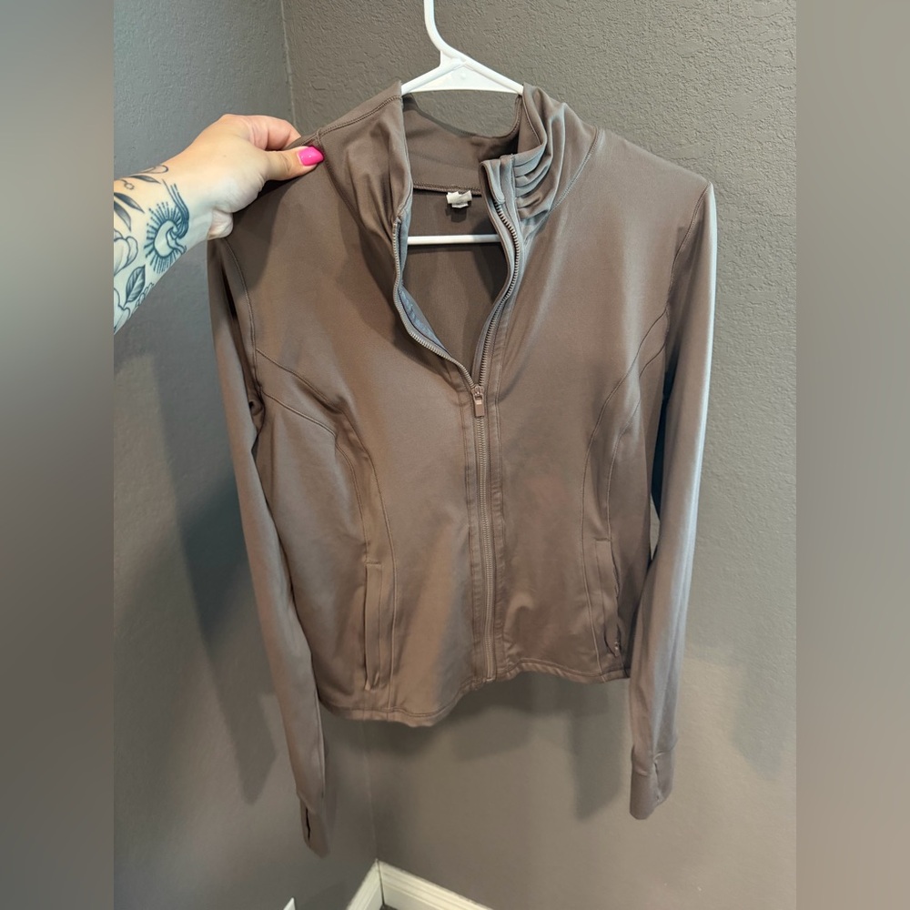 90 Degree By Reflex Women's Taupe Utility Zip Jacket